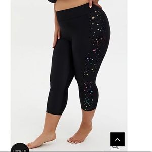 Torrid black rainbow star crop swim pants NWT